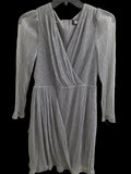 DKNY  Metallic Silver Pleated Cocktail Dress