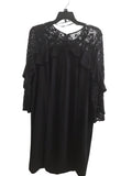 Elegant Black Lace Ruffle Cocktail Dress