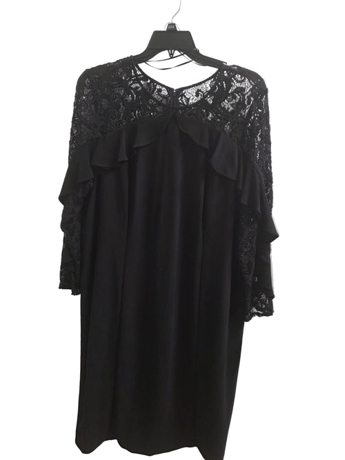 Elegant Black Lace Ruffle Cocktail Dress
