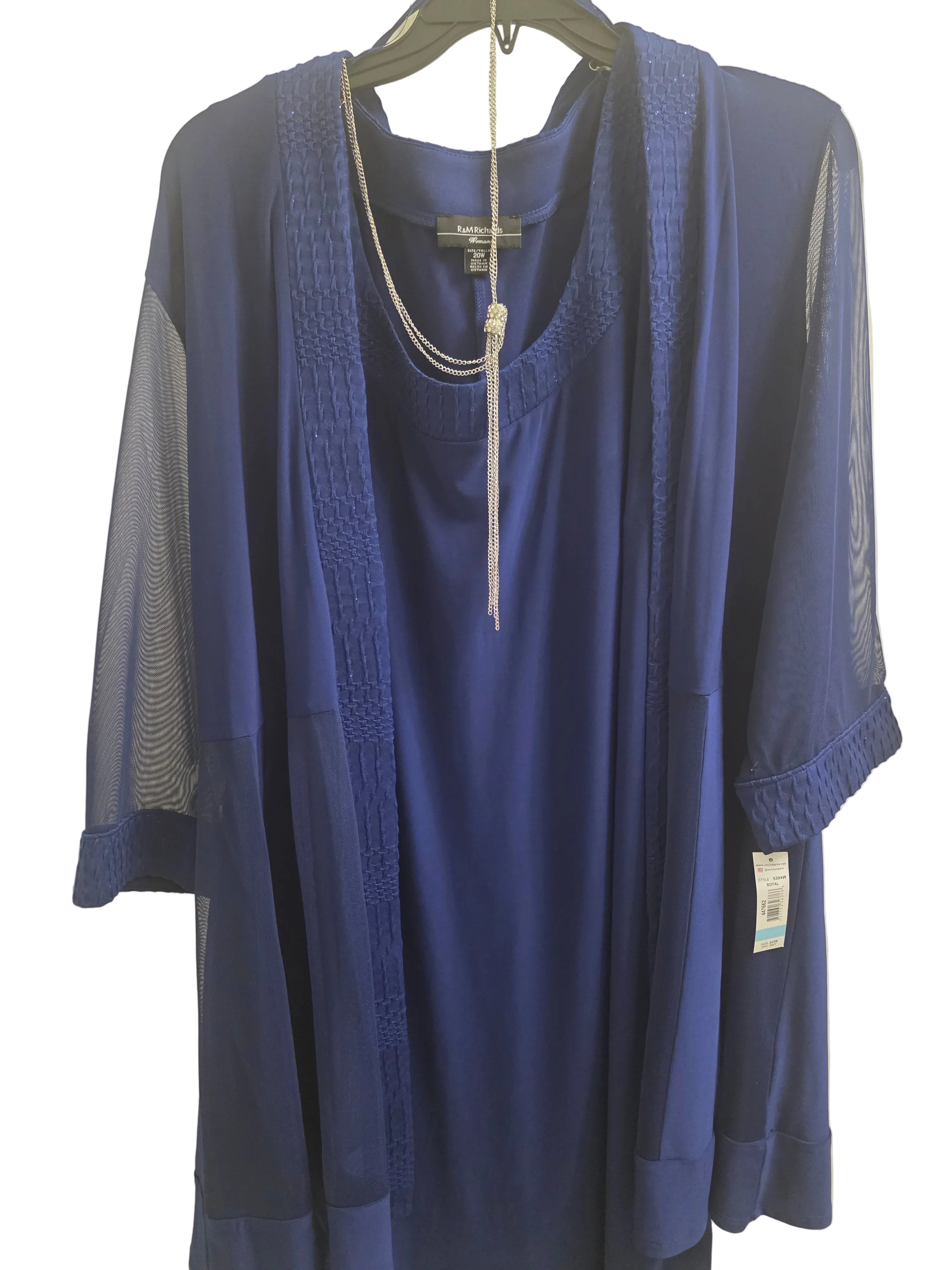 R&M Richards Woman Two-Piece Jacket Dress-Navy/Royal