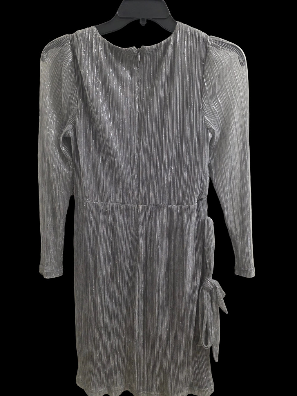 DKNY  Metallic Silver Pleated Cocktail Dress